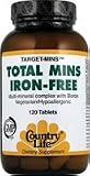 Country Life Target Mins Iron-free Total Mins Multi-mineral Complex, 120-Count