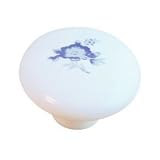 White Ceramic 1 1/2 Cabinet Knob with Blue Flower Lot of 25