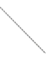 14k Gold White Gold 1.8mm D/C Rope Chain 9 Inches