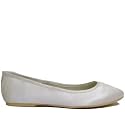 Womens Ivory Satin Bridesmaid Flat Slip-On Ballet Pumps Bridal Shoes
