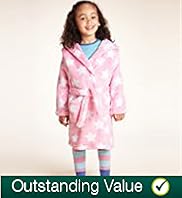 Younger Girls Long Sleeve Star Hooded Dressing Gown with Stay New