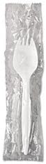 (3 Pack Value Bundle) GENMWSPKIW Wrapped Cutlery, 6 1/4", Spork, White