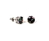 ROUND RAINBOW TOPAZ CZ EARRINGS (CASTING) - 8MM