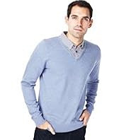 XXXL Cotton Rich Mini Checked Mock Layer Shirt Jumper