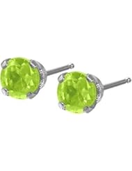 Genuine 0.20tcw 3mm Peridot 14 Karat White Gold Baby Earrings