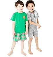 2 Pack Cotton Rich Assorted Short Pyjamas