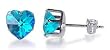 7 MM Heart Blue Zircon Cubic Zirconia .925 Sterling Silver Post Back Stud Earrings