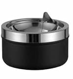 Toller Klappaschenbecher / Klapp Aschenbecher, Metall schwarz / chrom  11,5cm Durchmesser, H-16048