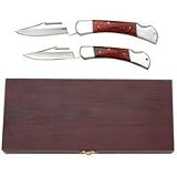 2Pc Lockback Knife In Wood Box