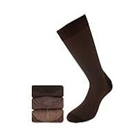 3 Pairs of Collezione Pure Cotton Dotted & Striped Socks