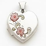 Sterling Silver Floral 18mm Heart Locket with 20 inch Sterling Silver Chain