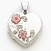 Jewelry : Sterling Silver Floral 18mm Heart Locket with 20 inch Sterling Silver Chain