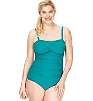Plus Tummy Control Ultimate Twisted Front Ruched Bandeau Swimsuit
