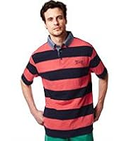 Blue Harbour Pure Cotton Block Striped Slub Polo Shirt