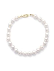 Akoya Pearl Bracelet 6-6.5mm Grade AA Cultured 14K Yellow Gold - Made in the USA
