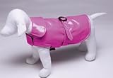 Pet Supplies : Dog Rain Coat Reversible Pink to Black Vinyl Raincoat Size Small