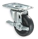 Industrial Grade 1UHT8 Swivel Caster w/Brake, 3 In, 100 Lb, Rubber