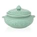 Celadon ceramic bowl with lid, 'Elephant Parade'