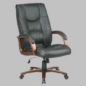 OFFICE STAR Cherry Wood Finish Deluxe Series Leather High-Back Swivel Chair (Case of 2)