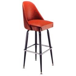 Click here to buy Richardson Bucket Seat Bar Stool - Black Frame - Chrome Footrest: Red (T12) by KegWorks.