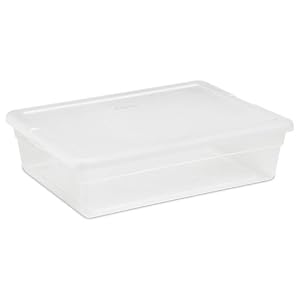 Sterilite 16558010 28-Quart Clear Storage Box See-through with White Lid 10-Pack