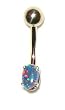 Genuine Opal Triplette 14 karat Gold Belly Button Ring