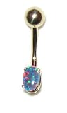 Genuine Opal Triplette 14 karat Gold Belly Button Ring