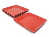 Waechtersbach Fun Factory Cherry Red Square Dinner Plates Set of 4