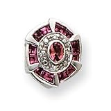 10k White Gold Pink Tourmaline and Diamond Slide