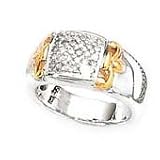 925 Silver & Diamond Ring with 14k Gold Accents (0.44ctw) Sizes 6-8
