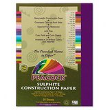 Peacock Sulphite Construction Paper, Rigid, 9 x 12, Purple, 50 Sheets/pk