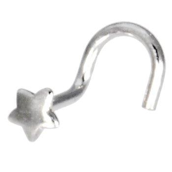 Solid 14KT White Gold STAR Nose Ring