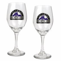 Colorado Rockies 2 Piece Wine Glass Set