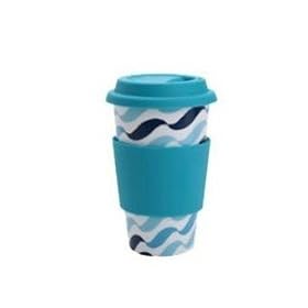 Blue Graphic Art Edition ECO CUP w/ Silicone Lid & Sleeve Coffee Tea Cup