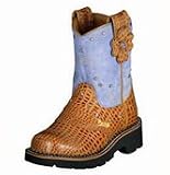 Ariat Youths 'Fatbaby Flower Kids Western Boots Amber Gator Print & Blue