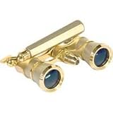 Adorama 3 x 25 Iolanta FL Opera Glass Binocular with Built-In Extendable Handle & Red Reading Light, 11.2 deg. Angle of View, Titanium with Gold Trim