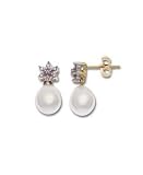 14k Gold Cultured Pearl and Diamond Accent Earrings