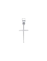 14K White Gold Slender Cross Charm Pendant