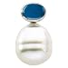 14k Wht Gold S. Sea Cult. Pearl Blu Tpz Pndt 7x5mm 11mm Cir