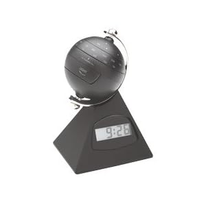 SPEGLOBE - AM FM Radio Desk Clock and Reading Lamp, Matte Ebony Finish