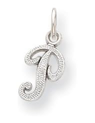 14k Gold White Gold Initial P Charm