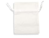 120 Pcs Sheer Organza Drawstring Pouches Gift Bags WHITE Color 3X4 Inches