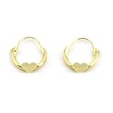 14K Gold Heart Earrings Baby Hoop Ear Jewelry Pierced