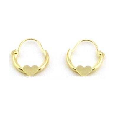 14K Gold Heart Earrings Baby Hoop Ear Jewelry Pierced
