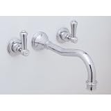 Rohl Georgian Era 3 Hole Wall Mount Column Spout Bathtub Filler, Metal Lever Handles U.3783LSP-PN
