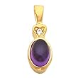 14K Yellow Gold Cabochon Amethyst and Diamond Pendant