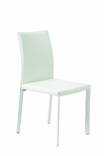 Euro Style 02345WHT Molly Side Chair, White Leather, Set of 4 On Sale
