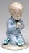 4 inch Ceramic Praying Boy Statue In Blue Kneeling Around Flowers