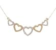 17 Inch Diamond Multi Heart Necklace in Solid Yellow Gold