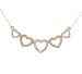 Yellow Gold Five Heart Necklace w/ Diamonds 17in Long